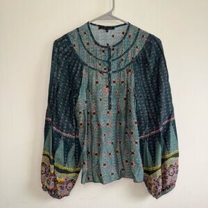 Caballero Autumn Woodland Blouse Silk Blend Size XS $225